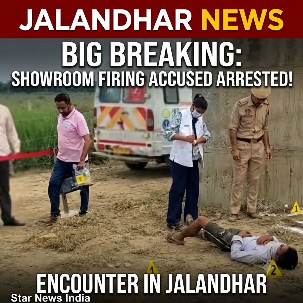 जालंधर में फिर पुलिस एनकाउंटर: शोरूम पर फायरिंग की साजिश नाकाम, 2 बदमाशों सहित महिला गिरफ्तार; जवाबी कार्रवाई में एक आरोपी घायल